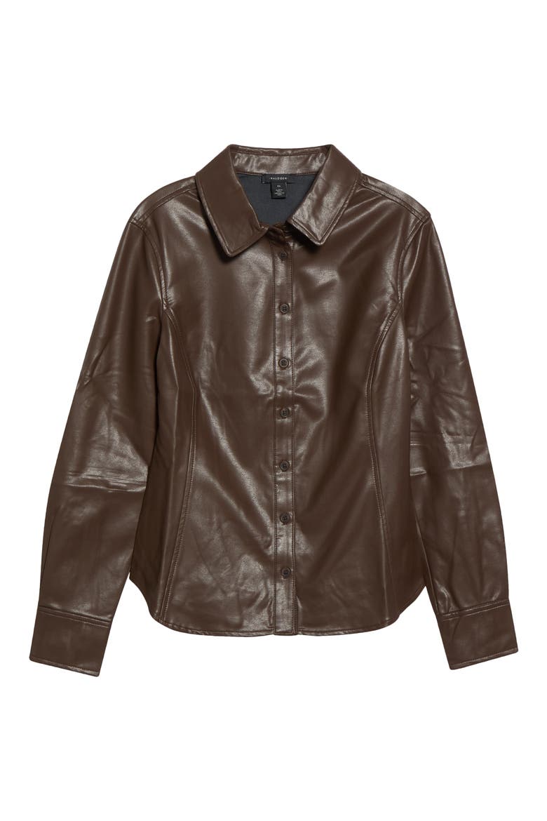 Faux Leather Fitted Shirt, Alternate, color, DELICIOSO