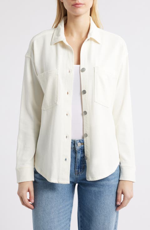 Tiera Cotton French Terry Button-Up Shirt
