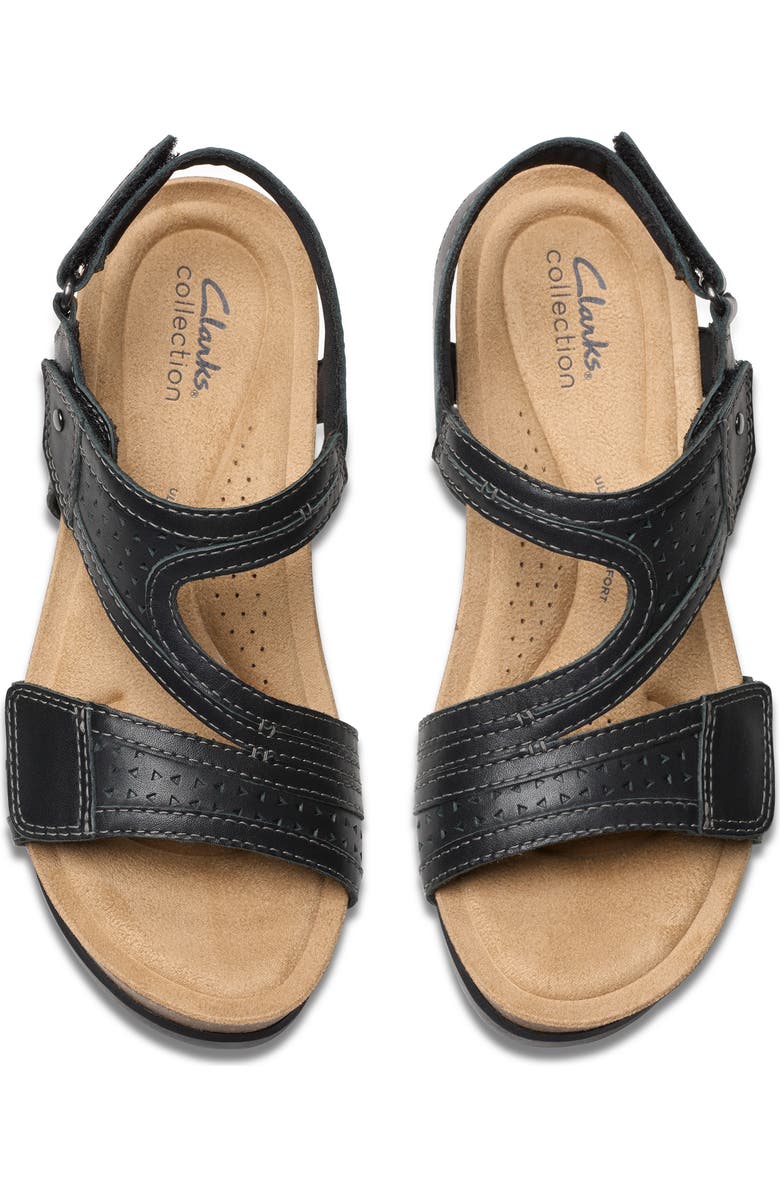 Clarks<sup>®</sup> Calenne Carmen Wedge Sandal, Alternate, color, Black Leather