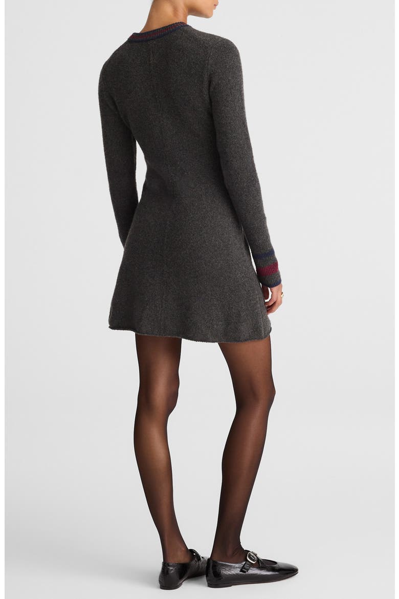 Stripe Trim Long Sleeve Sweater Minidress, Alternate, color, DARK CHARCOAL/POM/NAVY