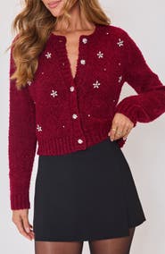 VICI Collection Escape Embellished Bouclé Cardigan