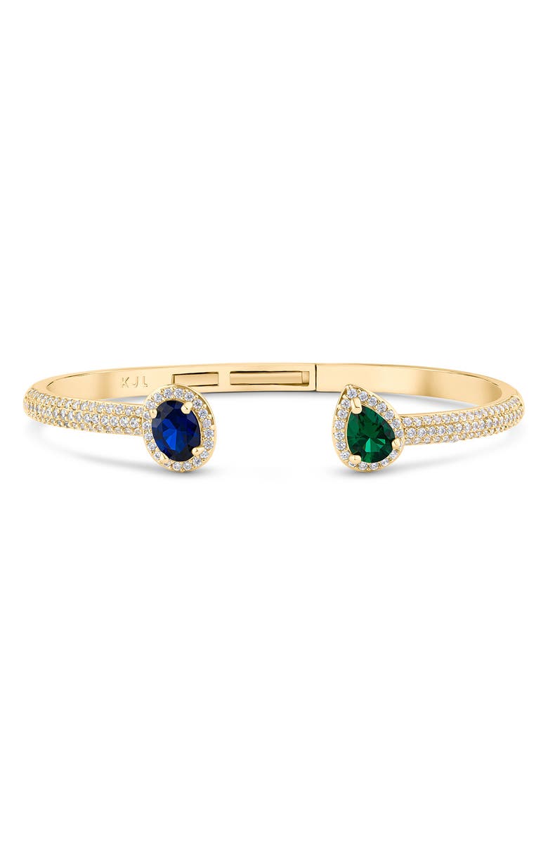 CZ by Kenneth Jay Lane Cubic Zirconia Hinged Cuff Bracelet, Main, color, 
