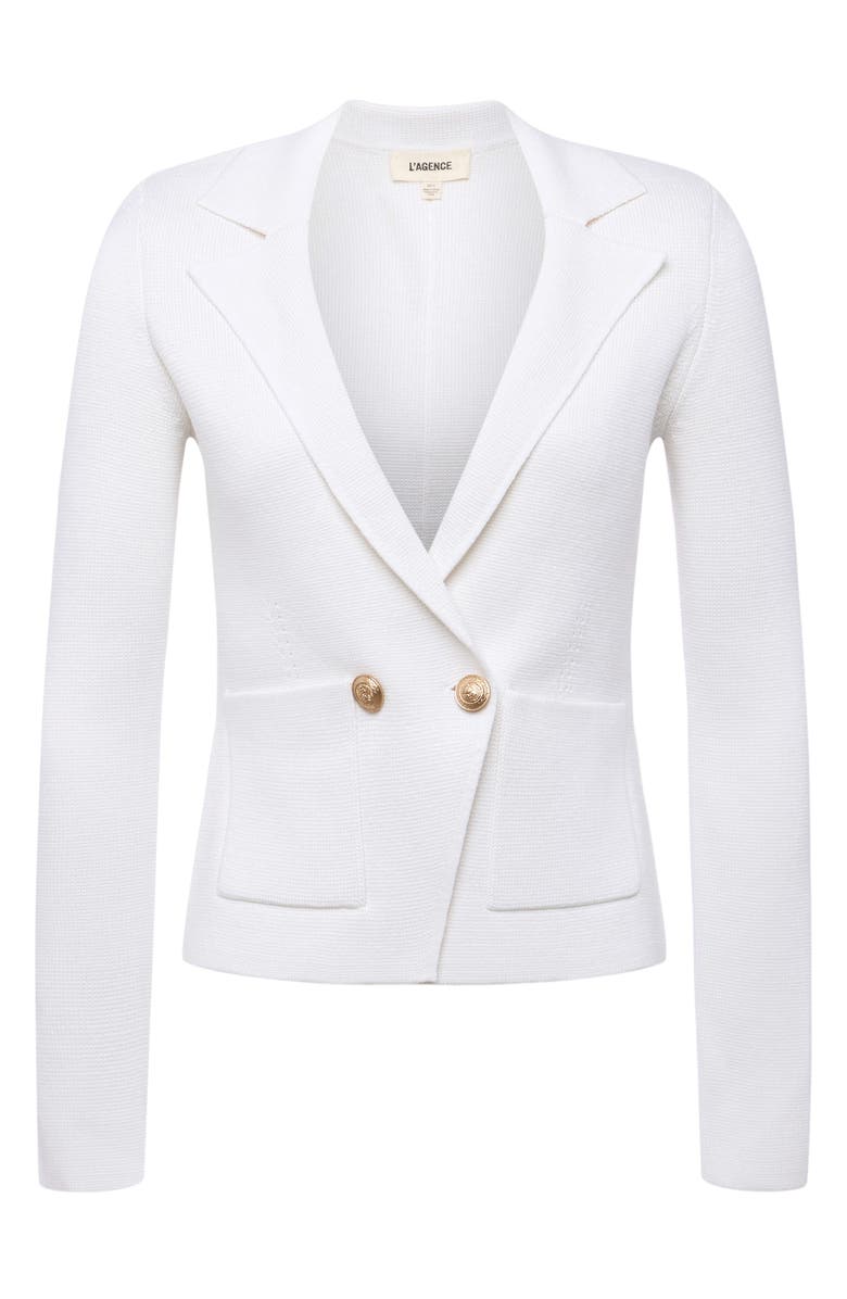 L'AGENCE Sofia Cotton Blend Cardigan Blazer, Alternate, color, White