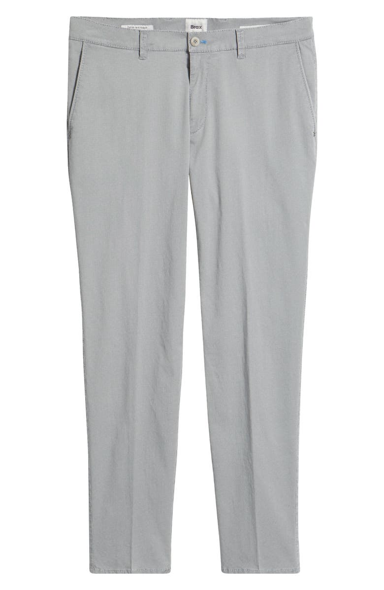 Brax Fabio Micropattern Flat Front Cotton Blend Pants, Alternate, color, Platinum