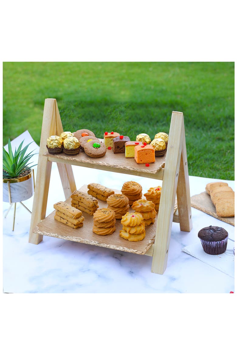 Two-Tier Server, Alternate, color, YELLOW GOLD