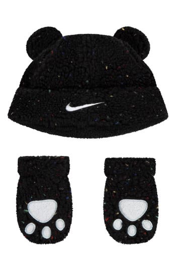 Nike Cozy Comfort Peak Beanie & Gloves Set In Black