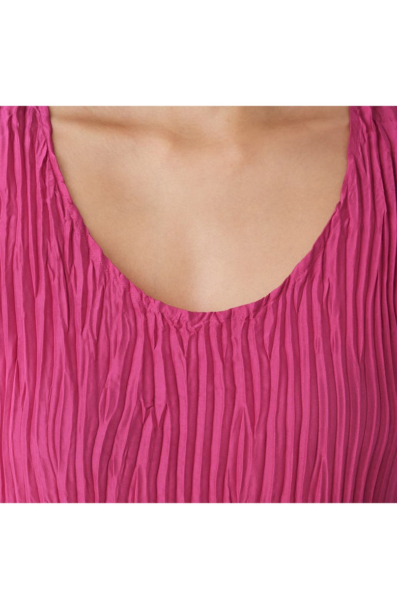 Eileen Fisher Tiered Pleated Silk Midi Dress, Alternate, color, Geranium