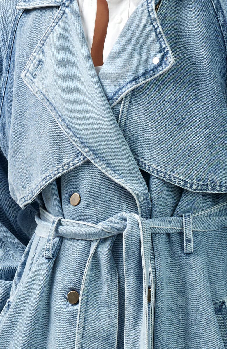 Belle & Bloom Wild Skies Denim Trench Coat, Alternate, color, Stonewash