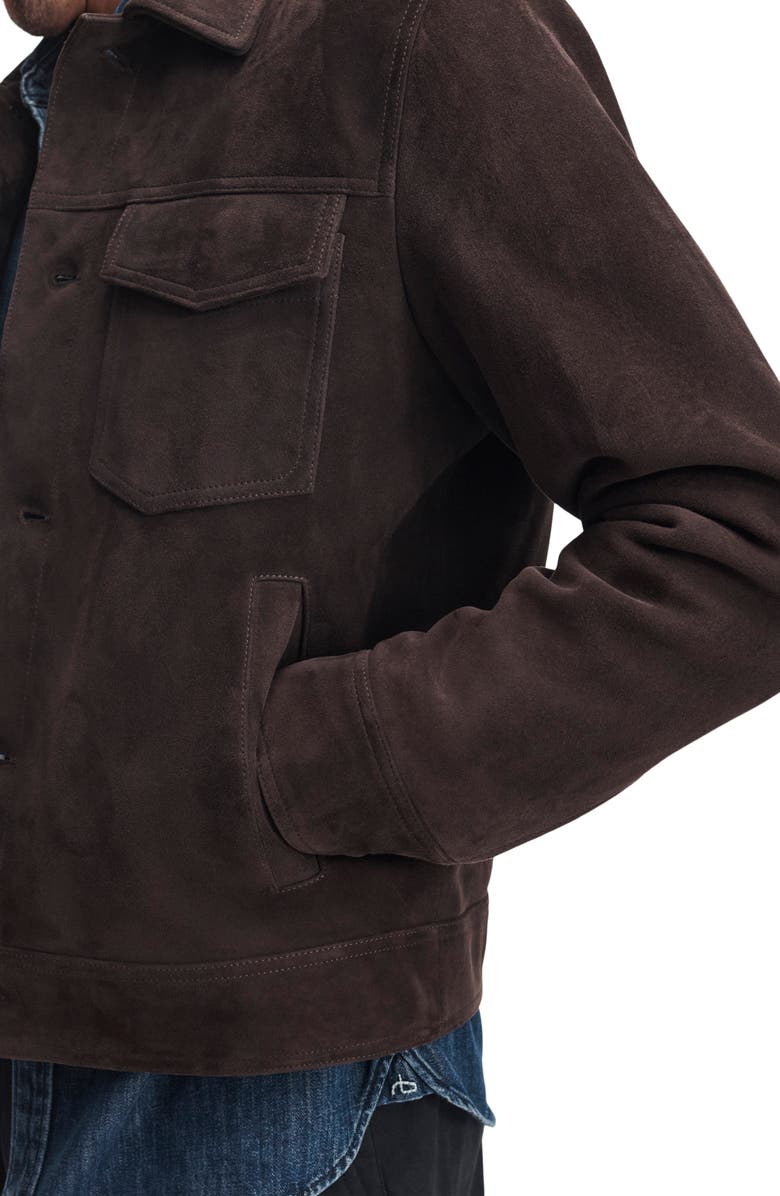 rag & bone Suede Trucker Jacket, Alternate, color, Brown