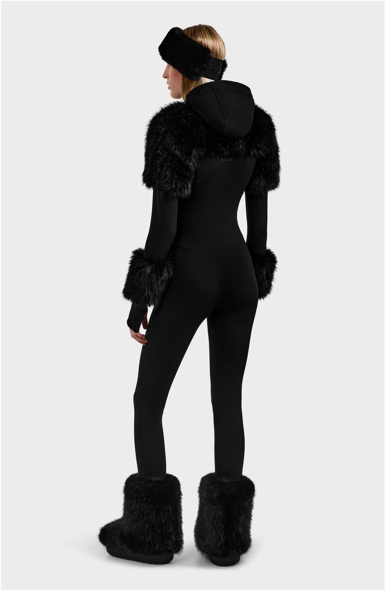 Rudsak Myla Catsuit with Faux Fur, Alternate, color, Black