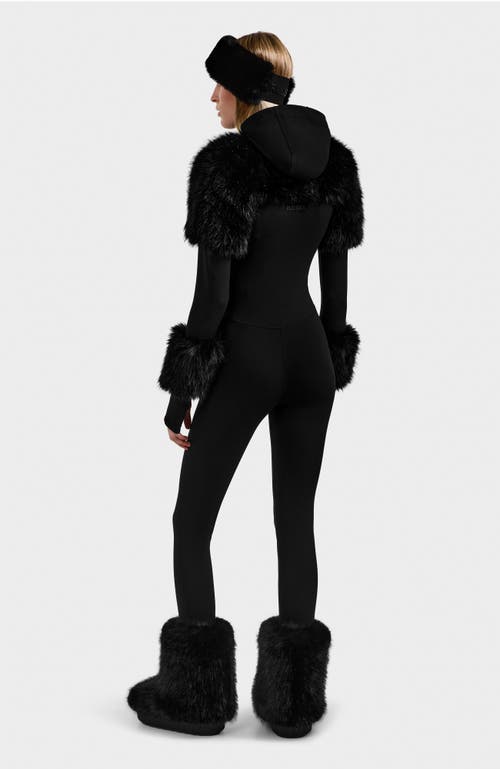 Rudsak Myla Catsuit With Faux Fur In Black