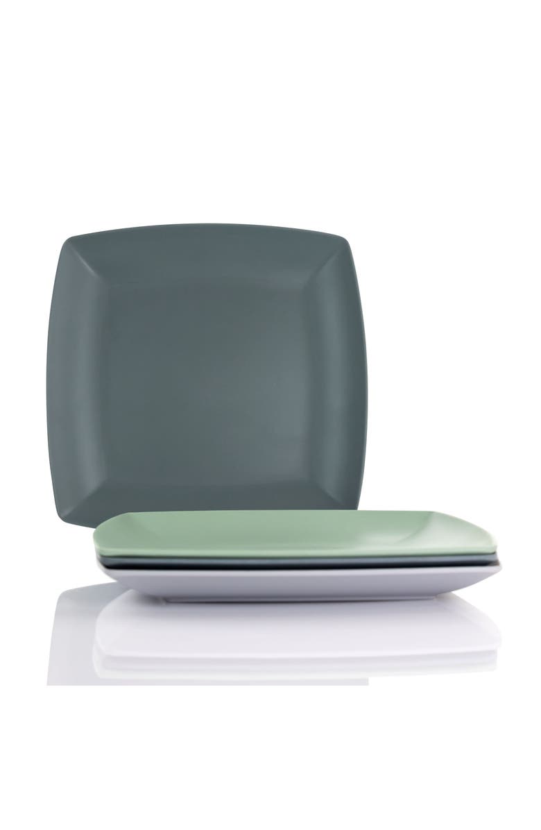 Gibson Home Grayson 4 Piece 8.5 Inch Square Melamine Dessert Plate Set, Alternate, color, Assorted