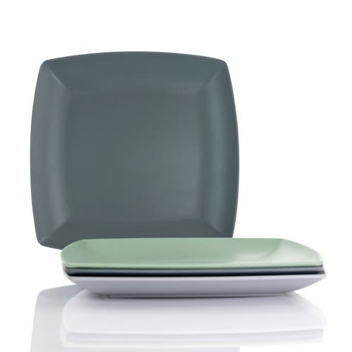 Gibson Home Grayson 4 Piece 8.5 Inch Square Melamine Dessert Plate Set In Multi
