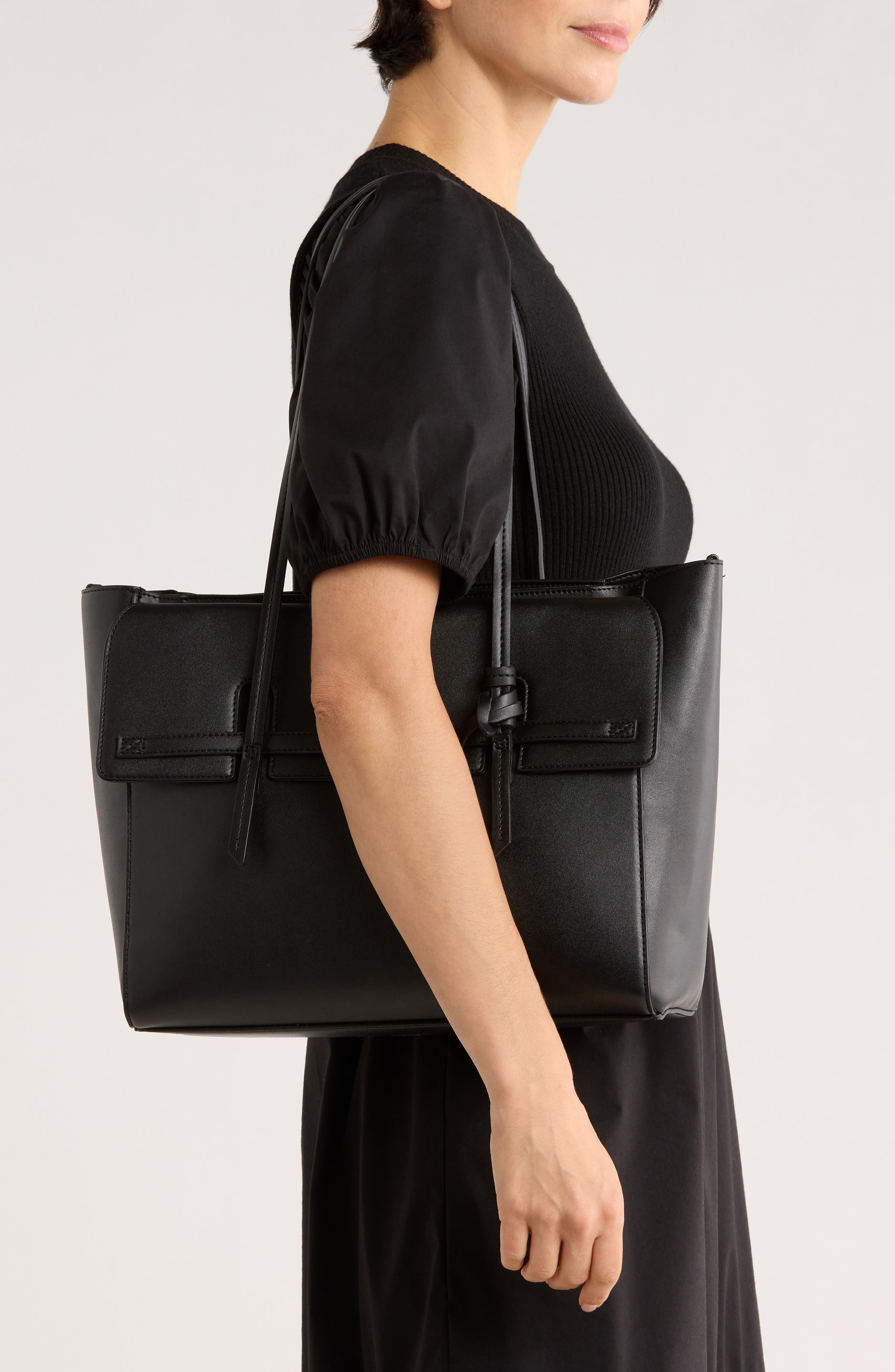 Steve Madden Reyden Belted Tote Bag, Alternate, color, Black