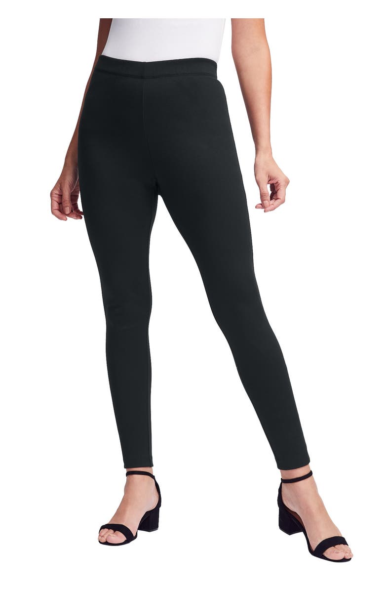 Jessica London Ponte Legging, Main, color, Black