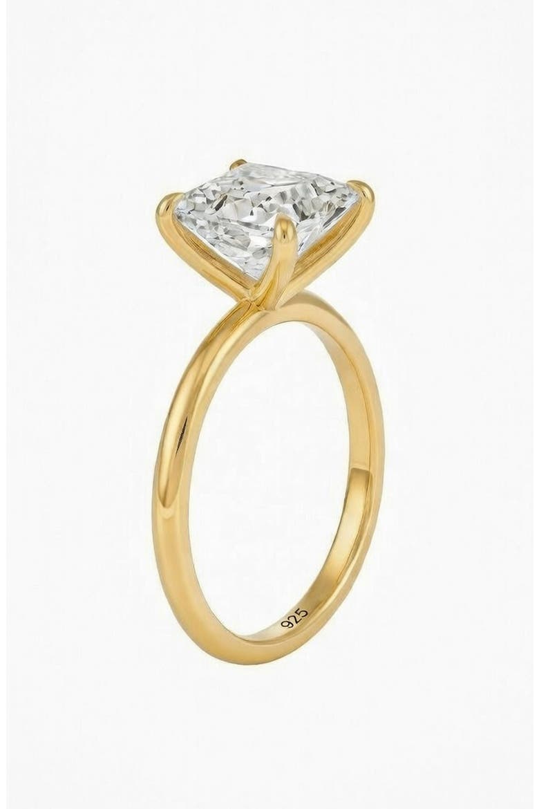 Princess Cut Cubic Zirconia Solitaire Ring, Alternate, color, GOLD