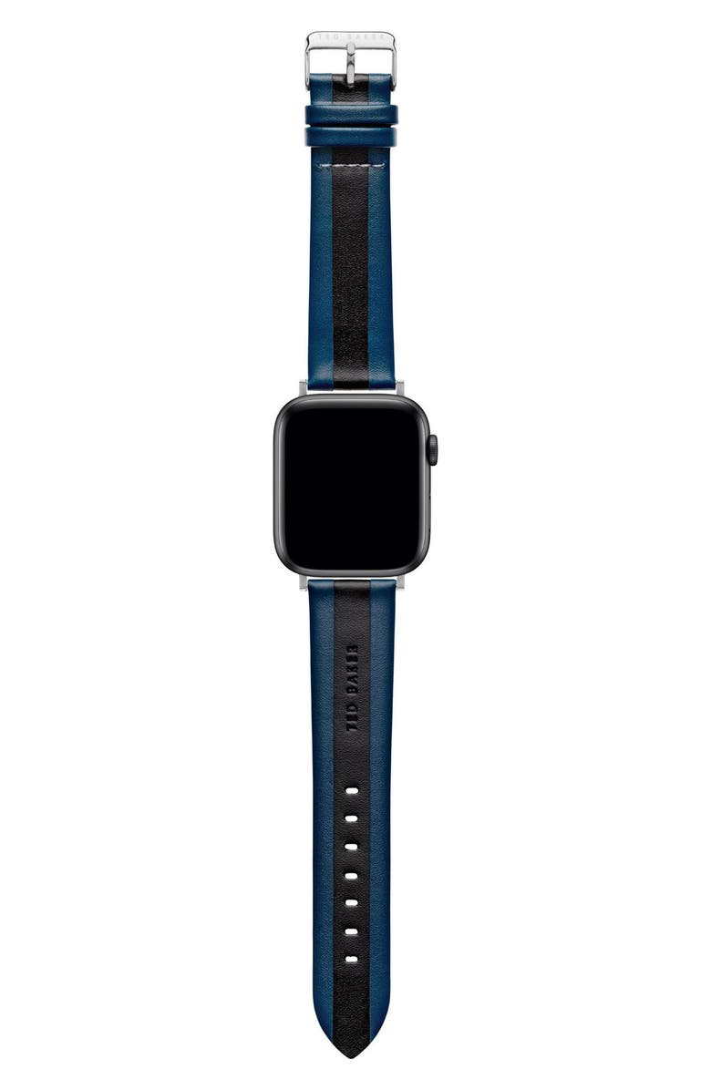 Ted Baker Two-Tone Leather 22mm Apple Watch<sup>®</sup> Watchband, Alternate, color,