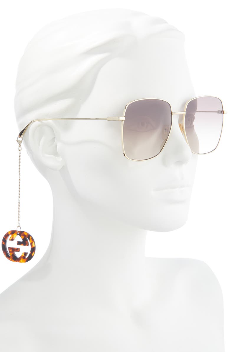 Gucci 59mm Square Sunglasses, Alternate, color, 