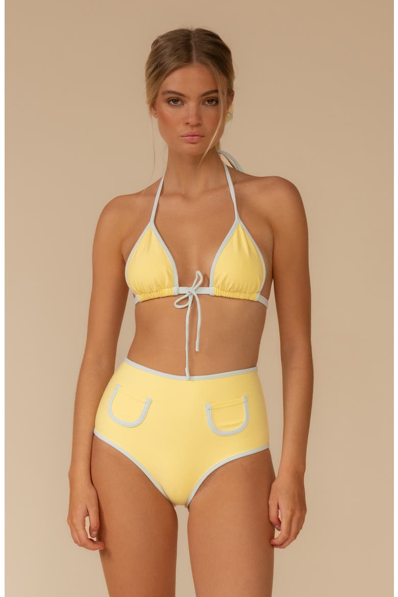 Emma Sunshine Binded String Bikini Top, Alternate, color, SUNSHINE