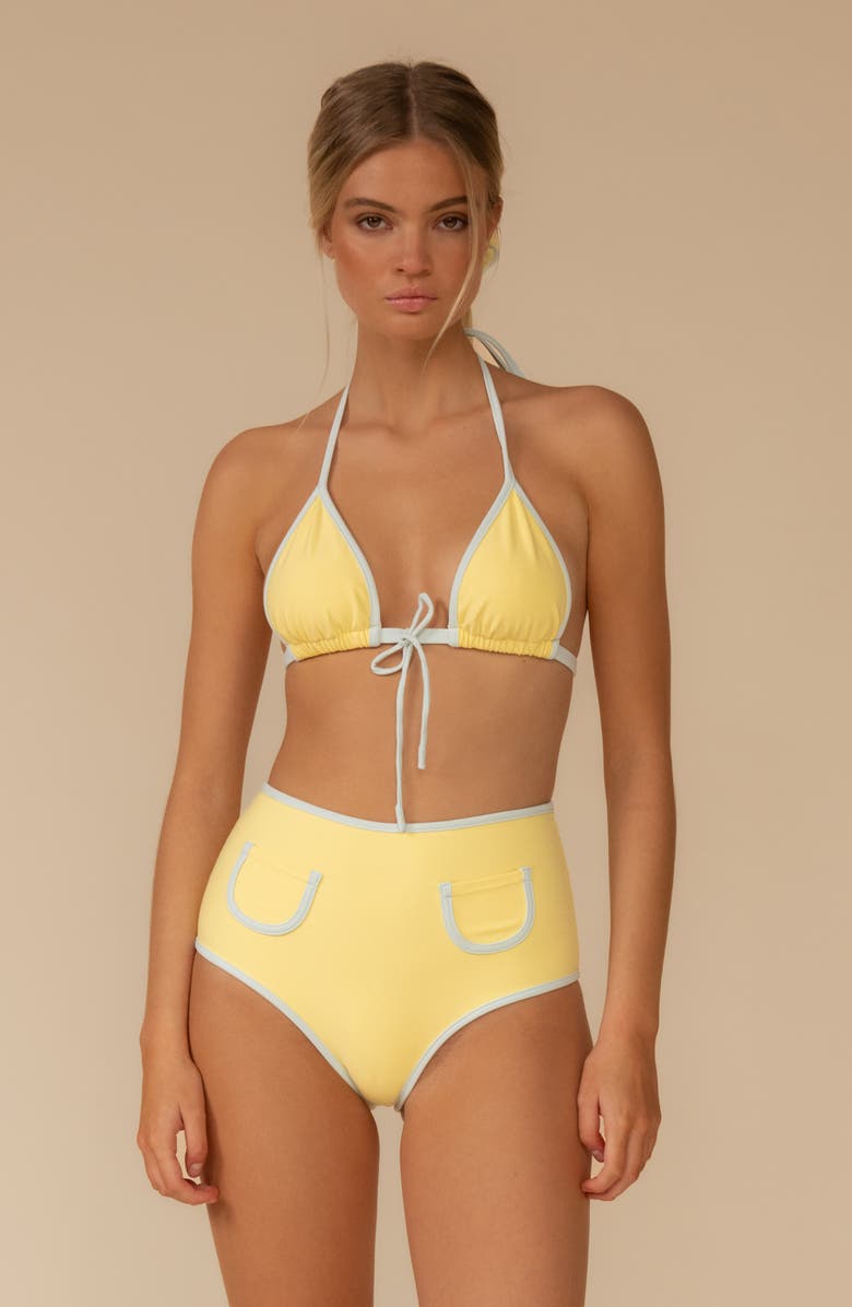 MONTCE Emma Sunshine Binded String Bikini Top, Alternate, color, Sunshine
