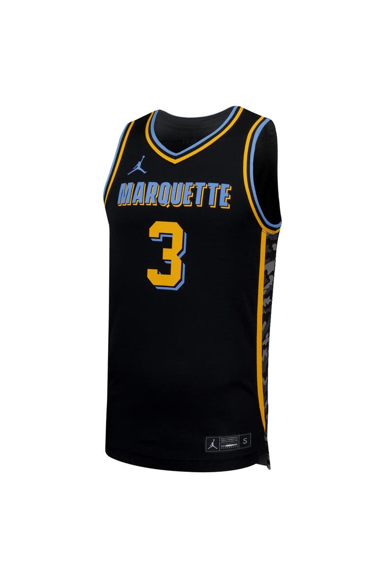 Men's Nike #3 Black Marquette Golden Eagles Replica Basketball Jersey, Alternate, color, Black