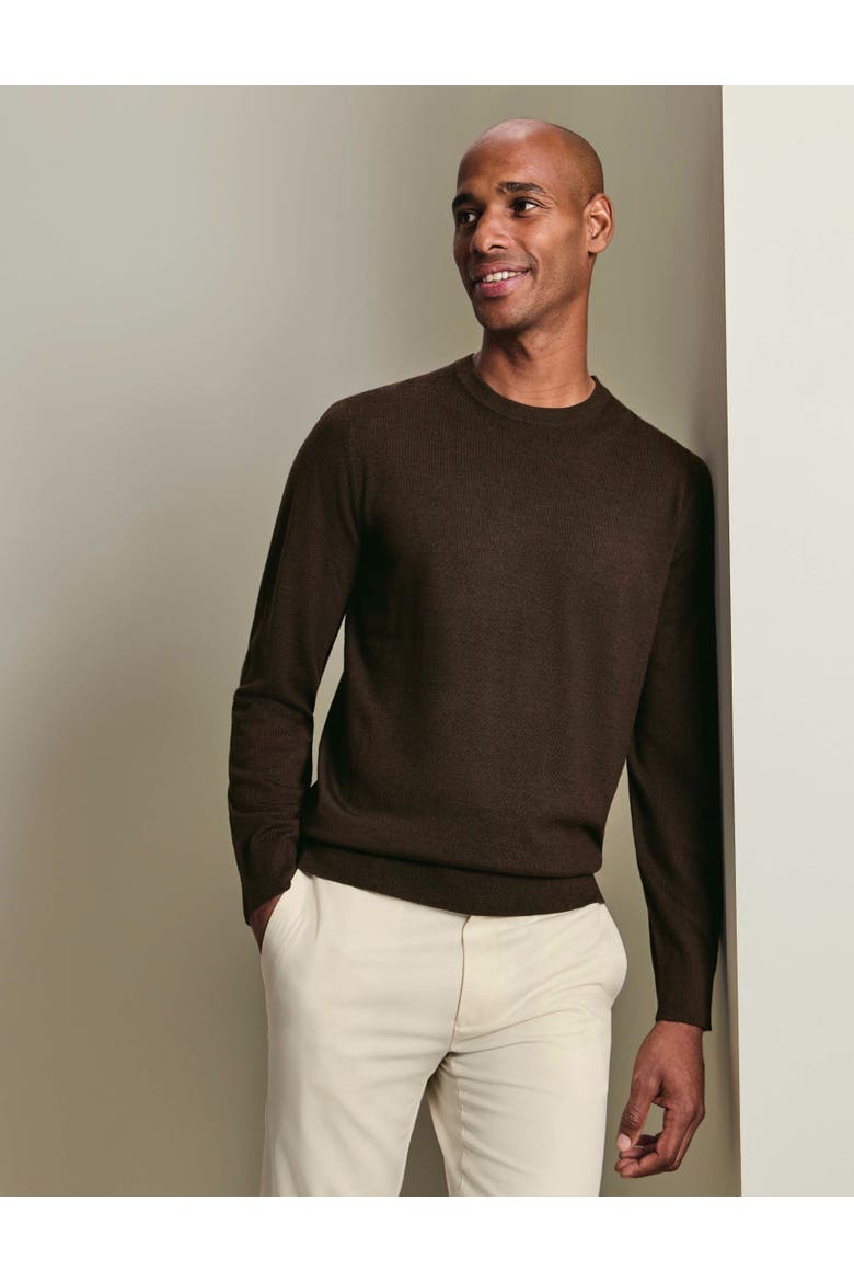 Pure Merino Crew Neck Sweater, Main, color, Chocolate Brown