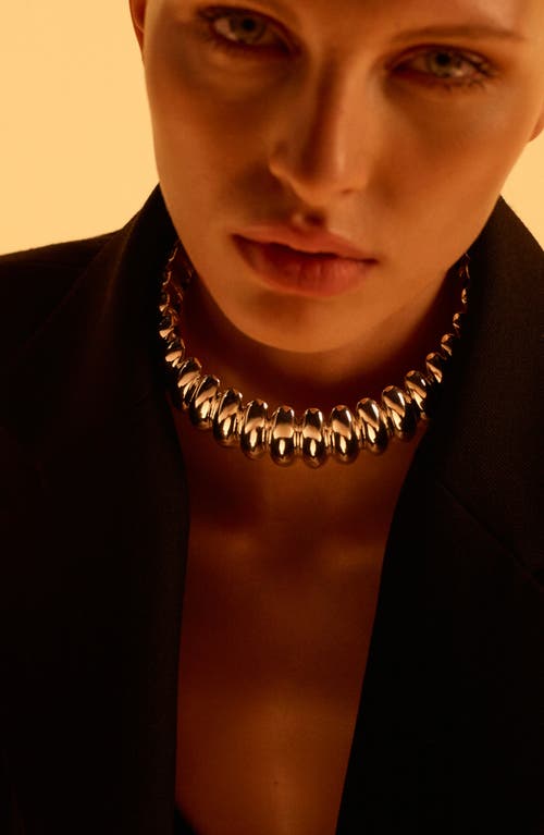 Mango X Kaia Gerber Ridge Embossed Choker Necklace In Gold