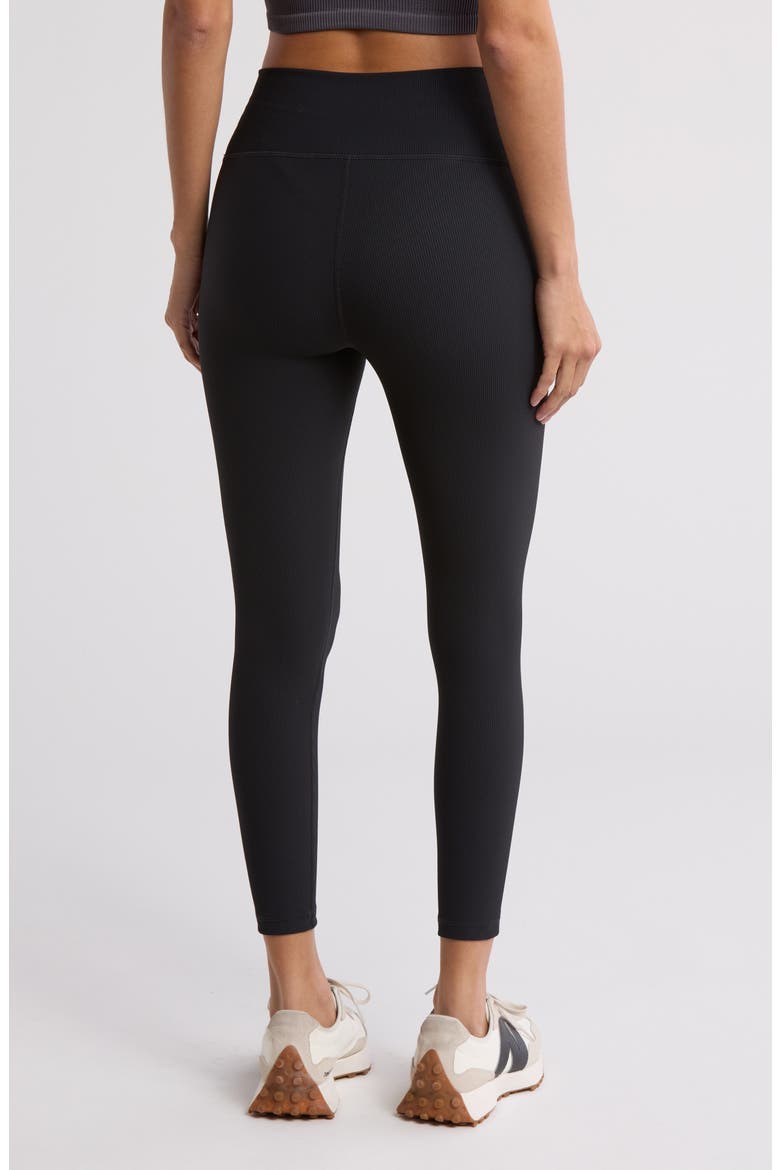 Perform High Waist Rib 7/8 Leggings, Alternate, color, BLACK