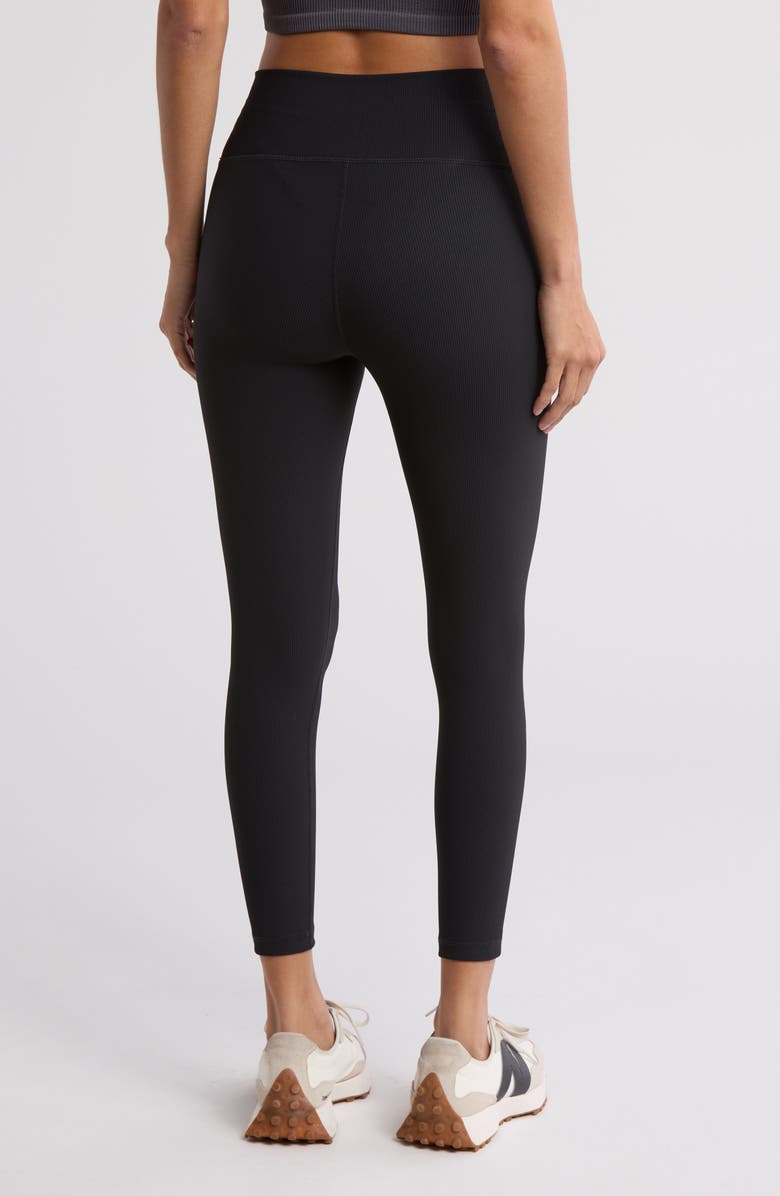 Z by Zella Perform High Waist Rib 7/8 Leggings, Alternate, color, Black