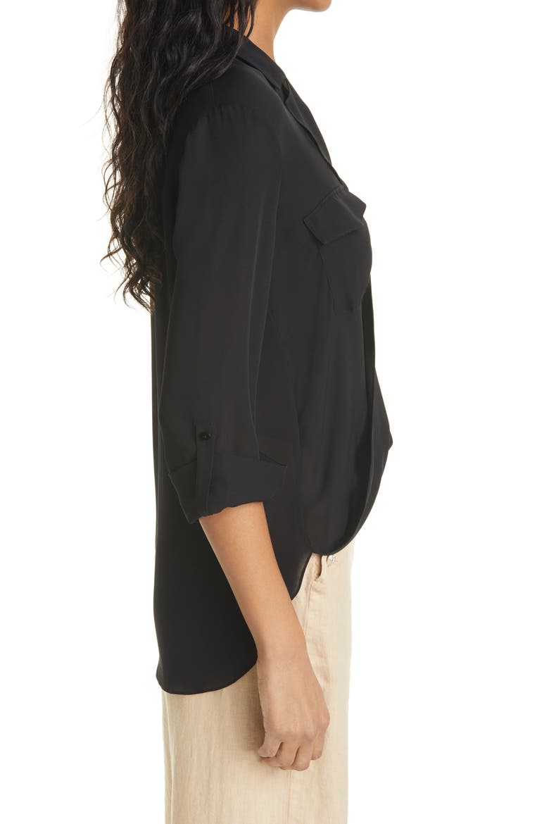 Phoenix Surplice Silk Shirt, Alternate, color, BLACK
