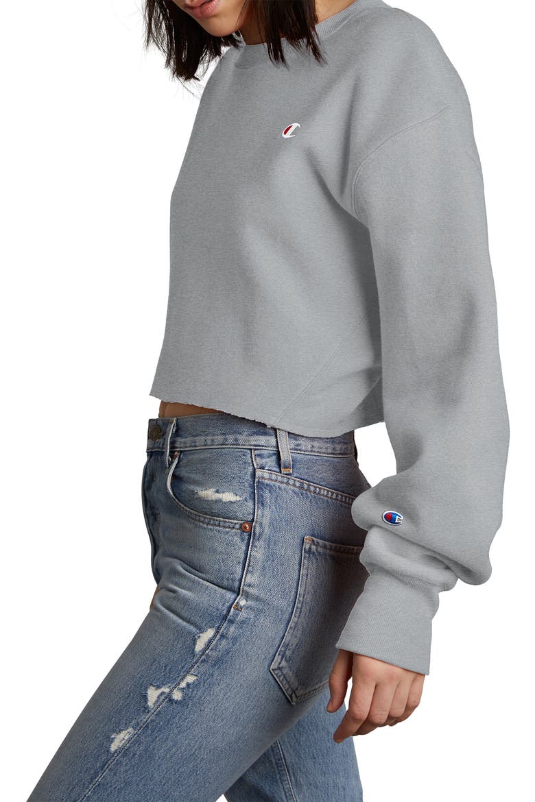 Reverse Weave® Crop Sweatshirt, Alternate, color, OXFORD GREY
