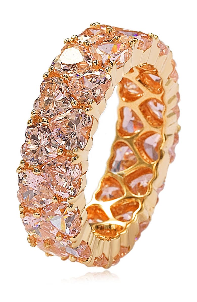 SUZY LEVIAN Rose-Tone Sterling Silver Heart CZ Band Ring, Alternate, color,