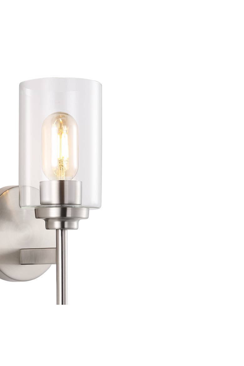Juno 1-Light Farmhouse Industrial Iron Cylinder LED Sconce, Alternate, color, Nickel