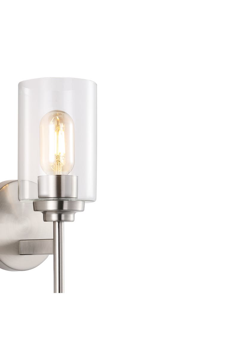 JONATHAN Y Juno 1-Light Farmhouse Industrial Iron Cylinder LED Sconce, Alternate, color, Nickel