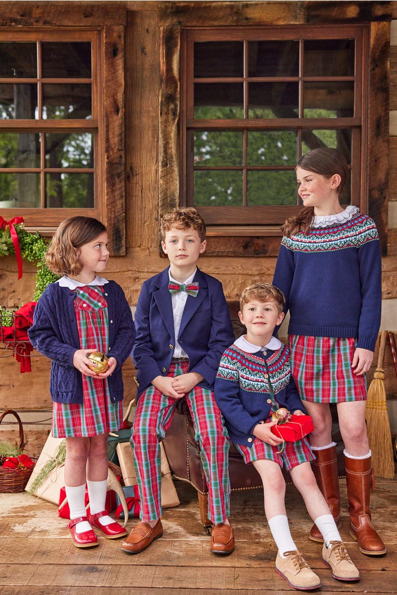 Kids' Vintage Button Tab John John Set, Alternate, color, Highlands Tartan