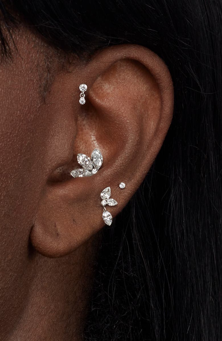 MARIA TASH Invisible Set Diamond Dangle Stud Earring, Alternate, color, White Gold
