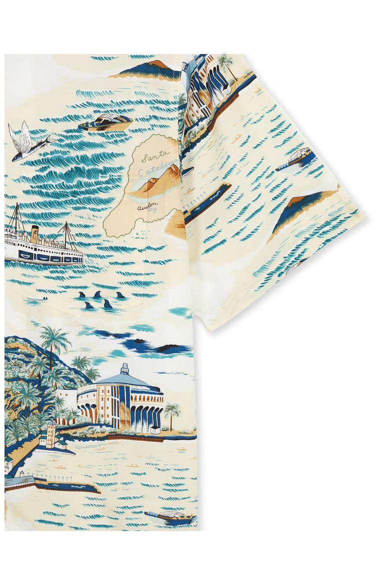 Santacatalina Tropical Print Short Sleeve Shirt, Alternate, color, White