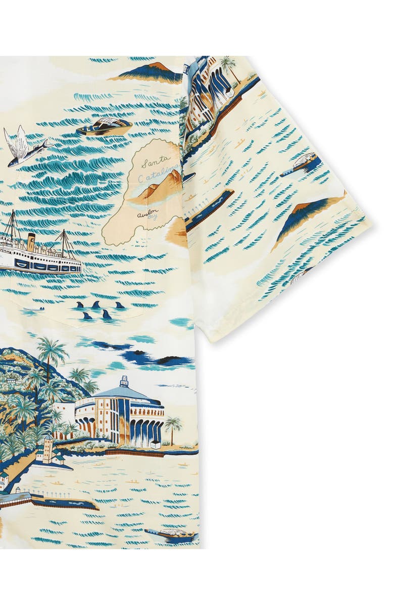 Fortela Santacatalina Tropical Print Short Sleeve Shirt, Alternate, color, White