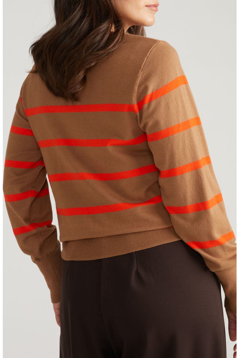Crewneck Sweater, Alternate, color, CLASSIC CAMEL/ POPPY STRIPE