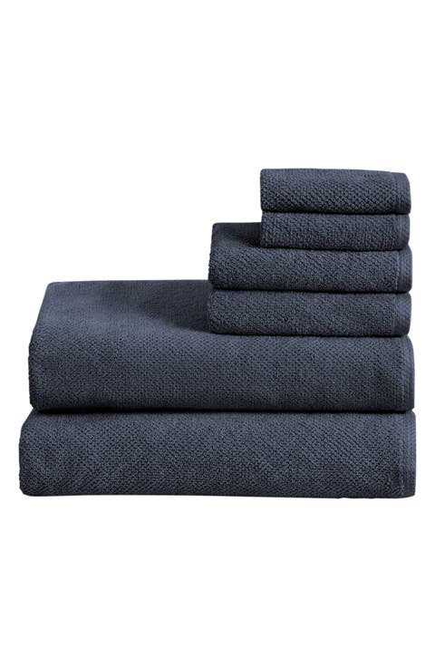 6-Piece Cotton Textured Bath Sheet Set