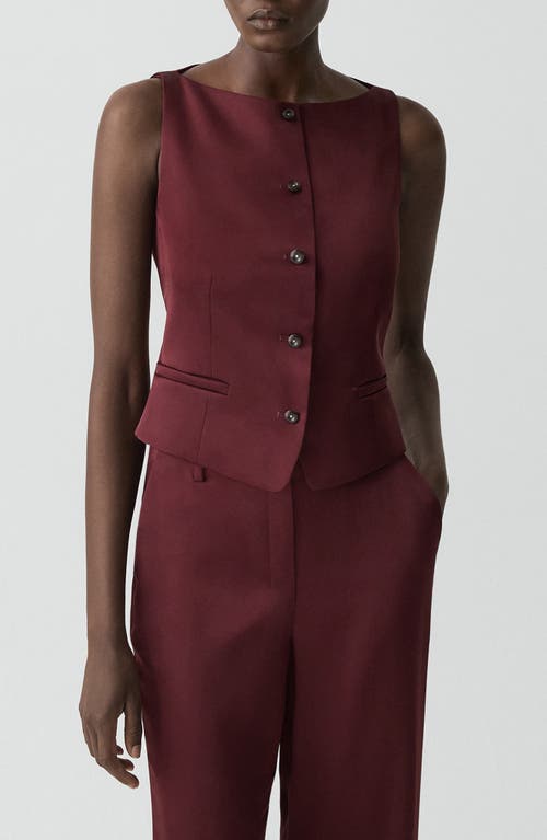 Theory Boat Neck Satin Vest In Burgundy
