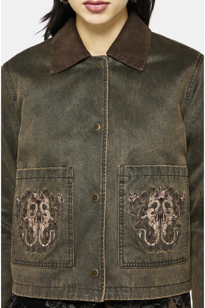 Cropped Waxed Coat, Alternate, color, Brown