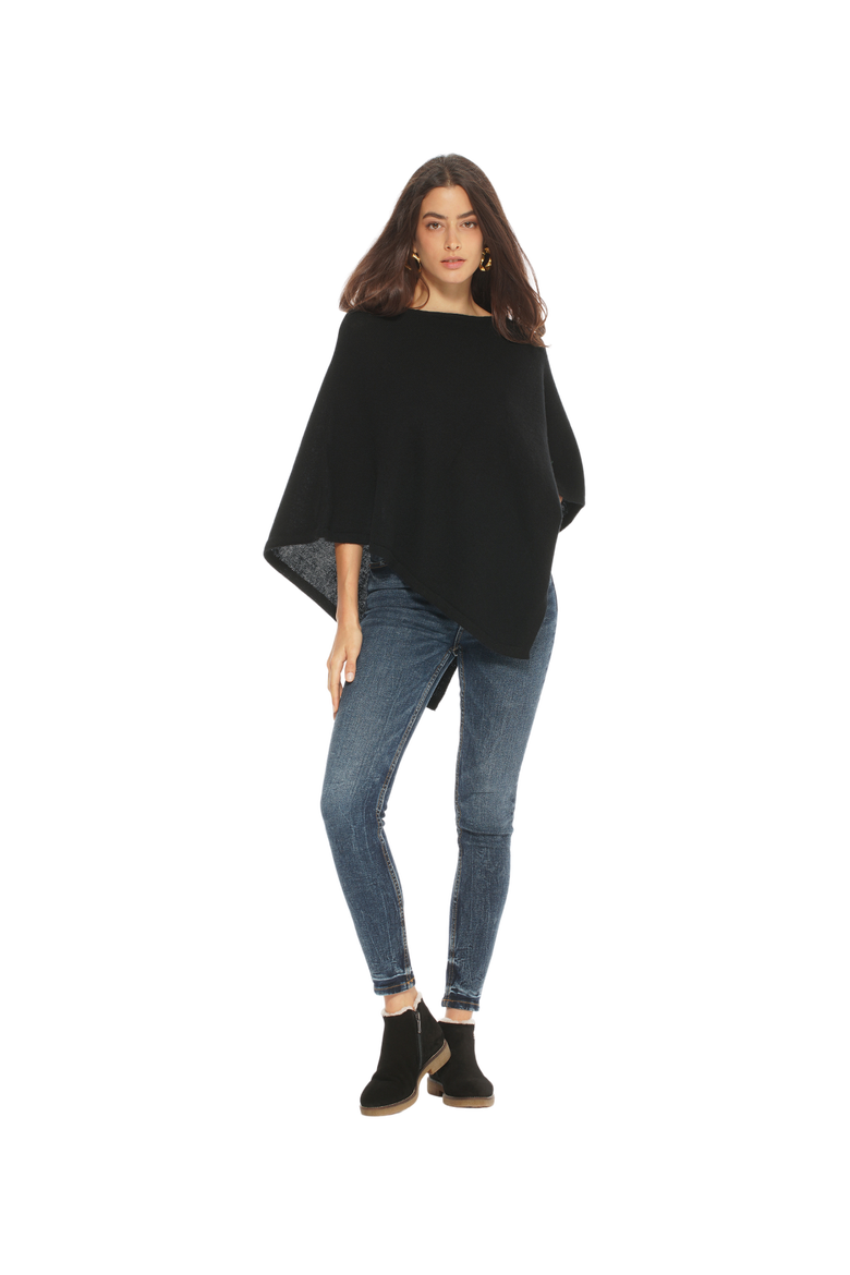 Pure Cashmere Capelet Poncho, Alternate, color, Black