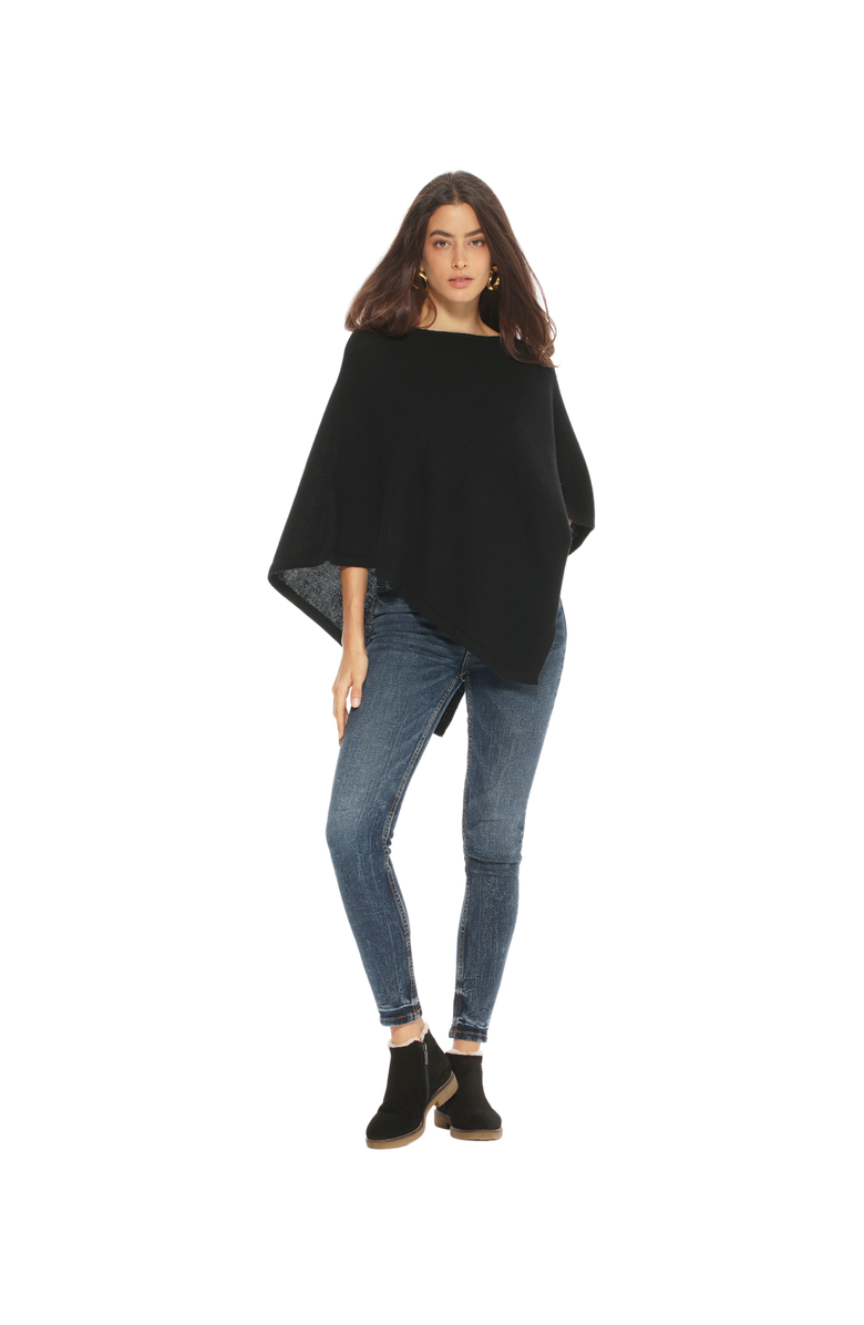 Monticelli Cashmere Pure Cashmere Capelet Poncho, Alternate, color, Black