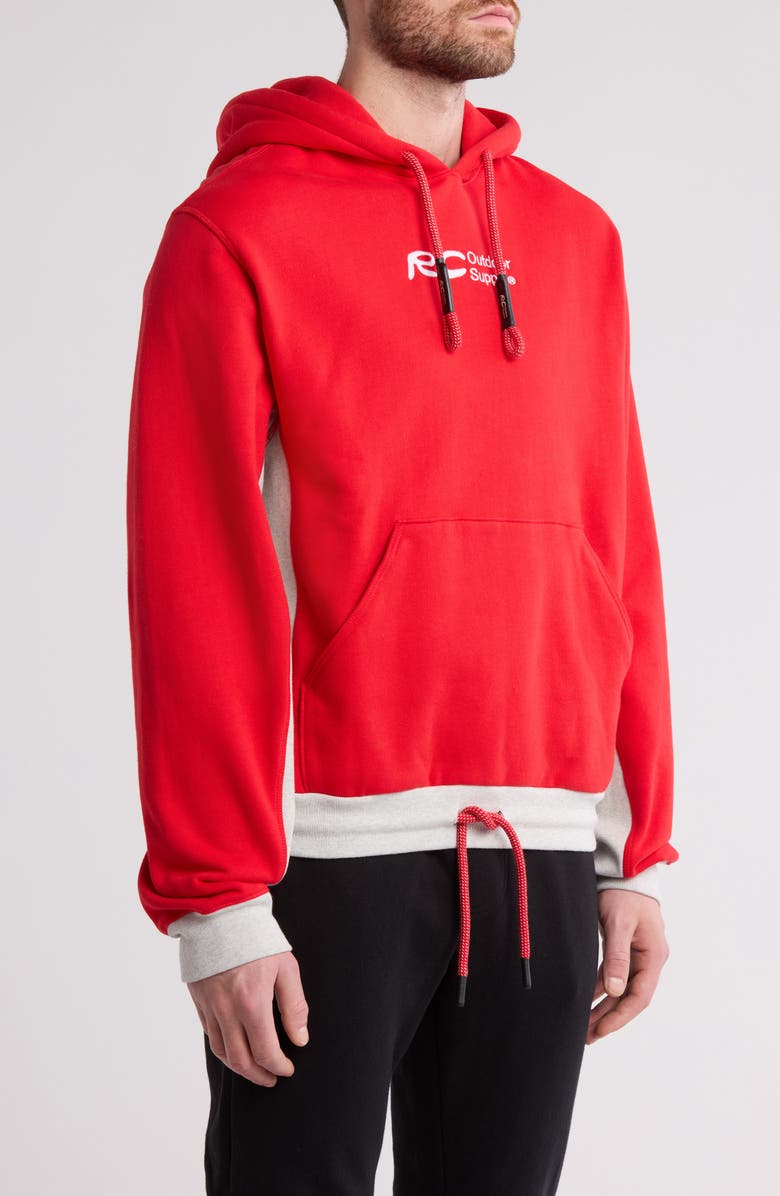 RC Outdoor Supply From Here to There Logo Embroidered Colorblock Cotton Graphic Hoodie, Alternate, color,