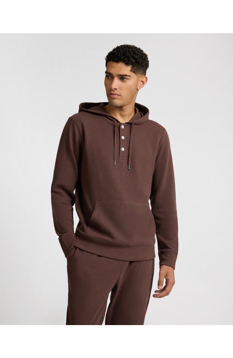 Onia Heavyweight Cotton Waffle Hoodie, Main, color, Java