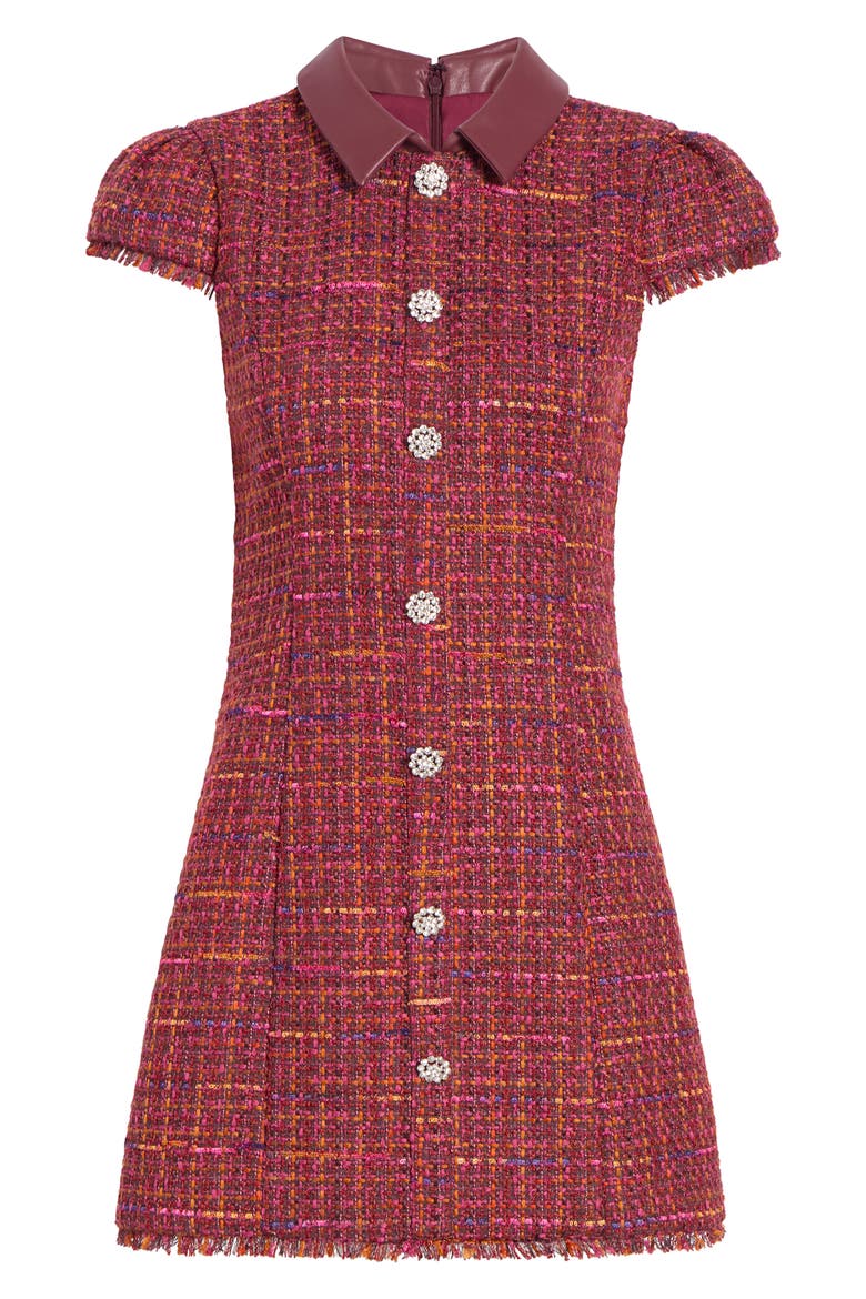 Riello Fringe Tweed Minidress, Alternate, color, WINE MULTI