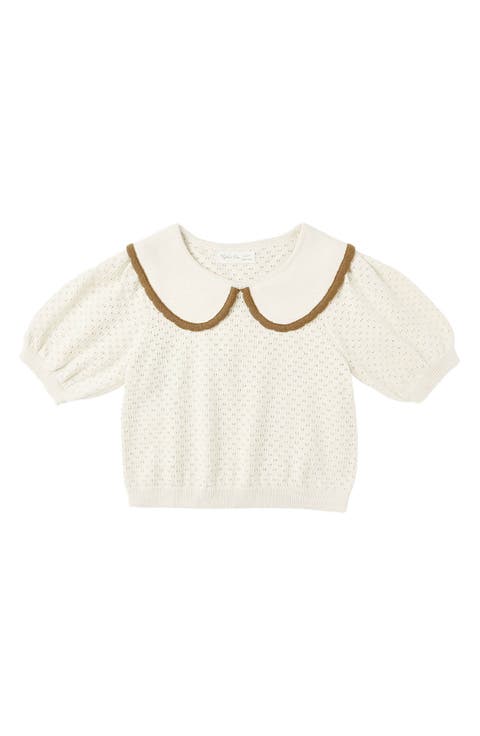 Kids' Pointelle Collared Sweater