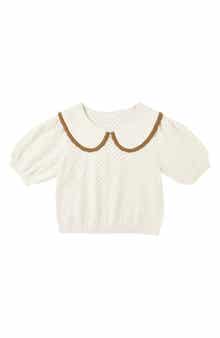 Kids' Pointelle Collared Sweater