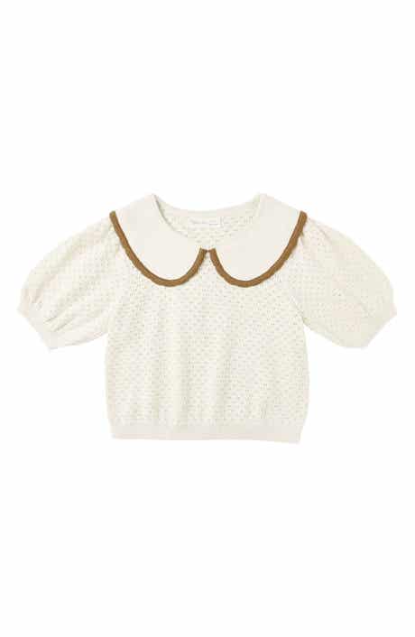 Kids' Pointelle Collared Sweater